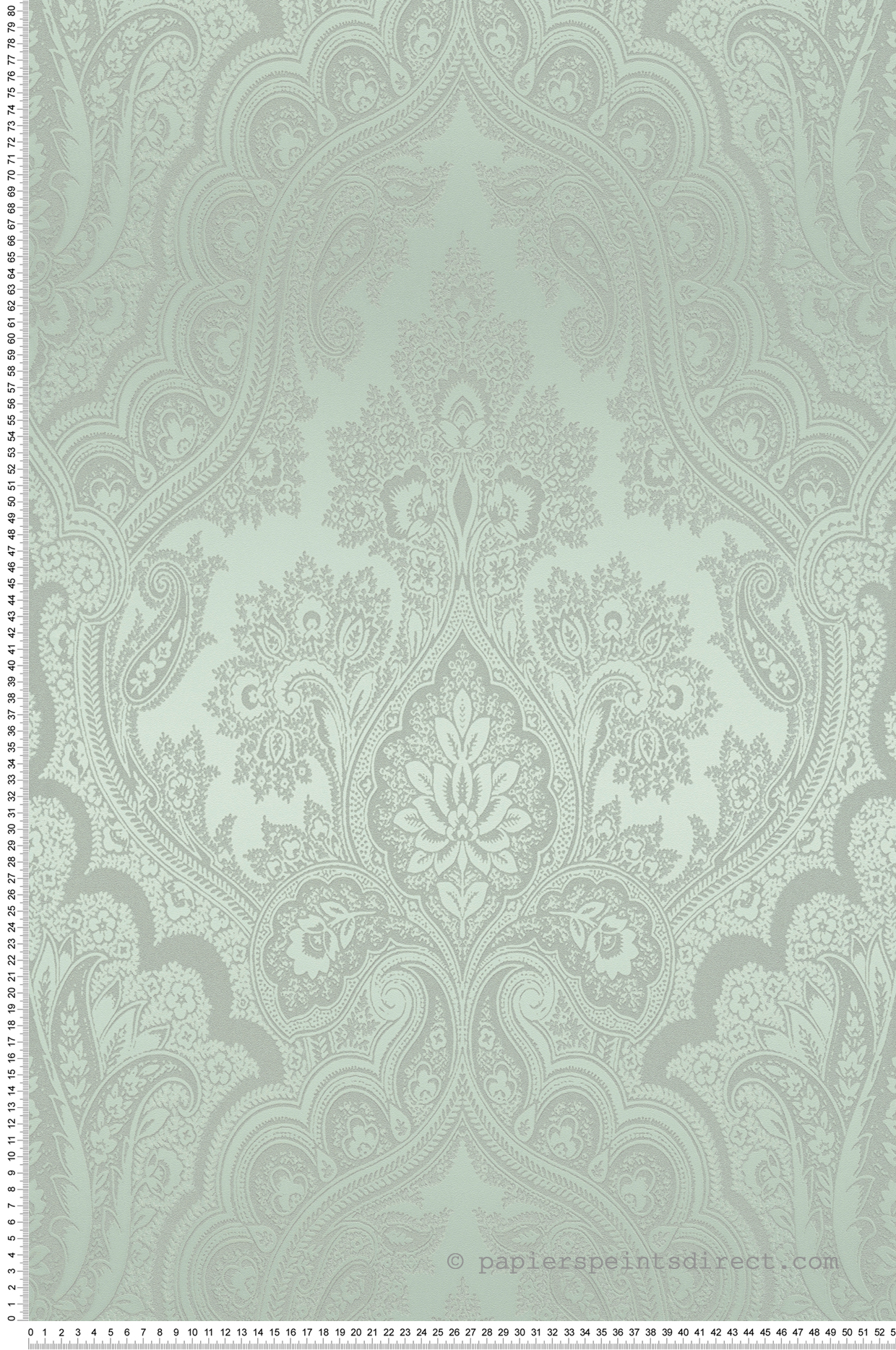 Papier peint Floral Baroque vert d'eau et pailleté - My Home My Spa d'A.S. Création | Réf. SP15897