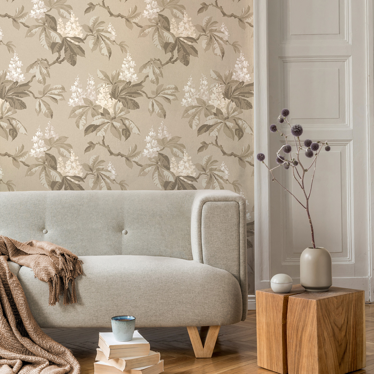 Papier peint Floral Chestnut Vintage beige - Beaux Arts de Lutèce AMB1| Réf. LTC-M1820