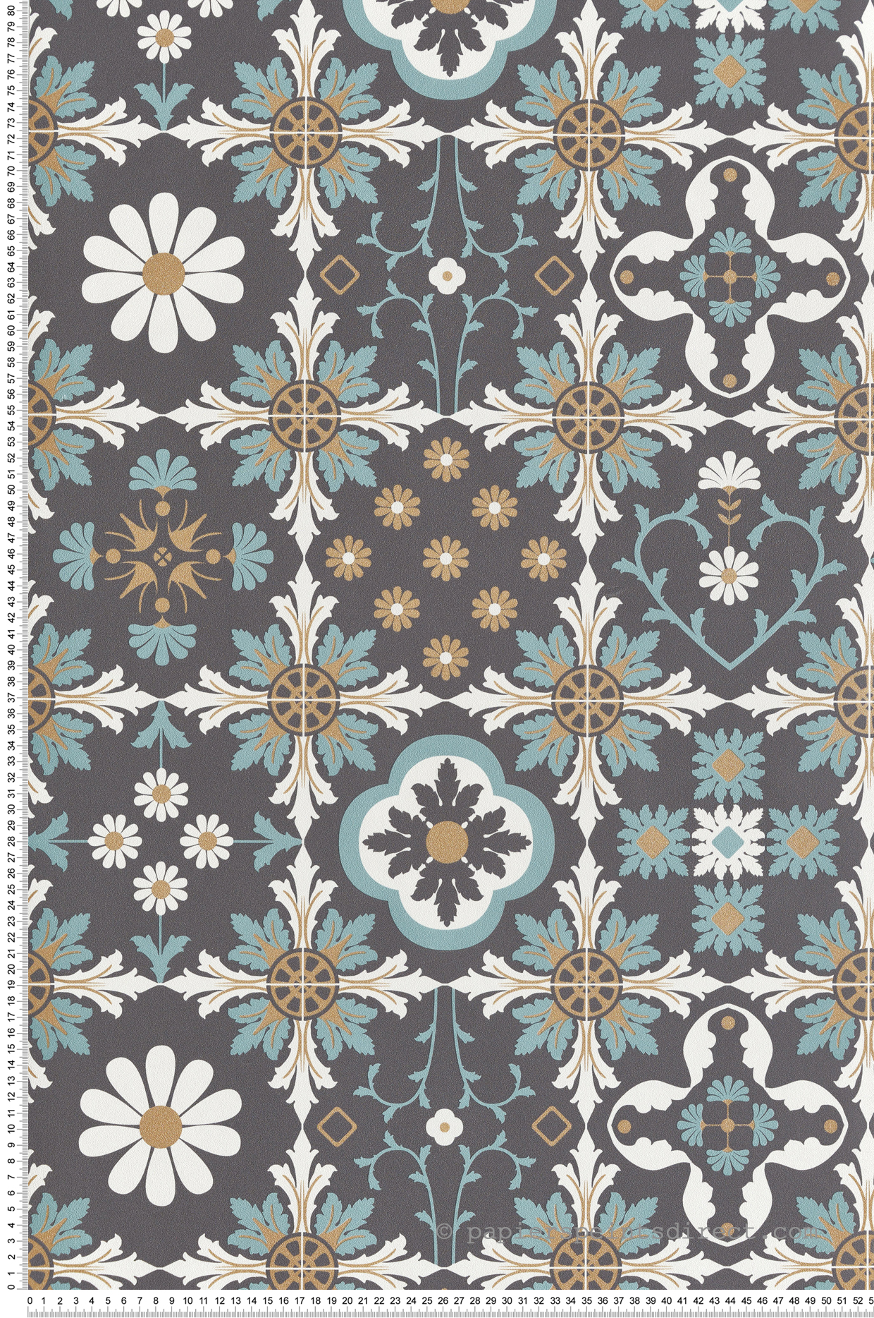 Papier Peint Carreaux Ciment Contemporain bleu doré - Illusion d'Ugépa | Réf. UGP-M89409