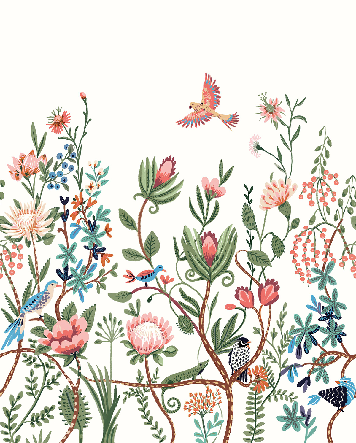 Papier peint panoramique Oiseaux et Fleurs Luna rose - Beauty Full Image 2 de Casadéco | Réf. BFM102414070