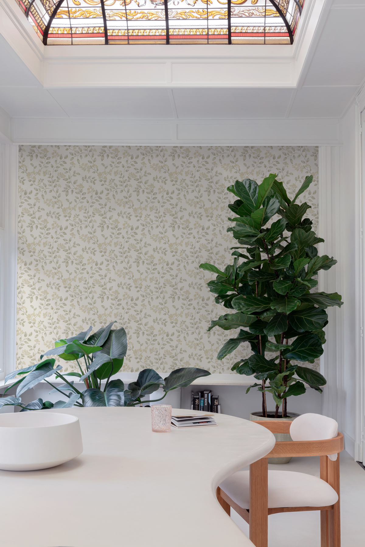 Papier peint Feuille Charmante beige vert pastel - Rêverie de Montecolino | Réf. MC-IC3001