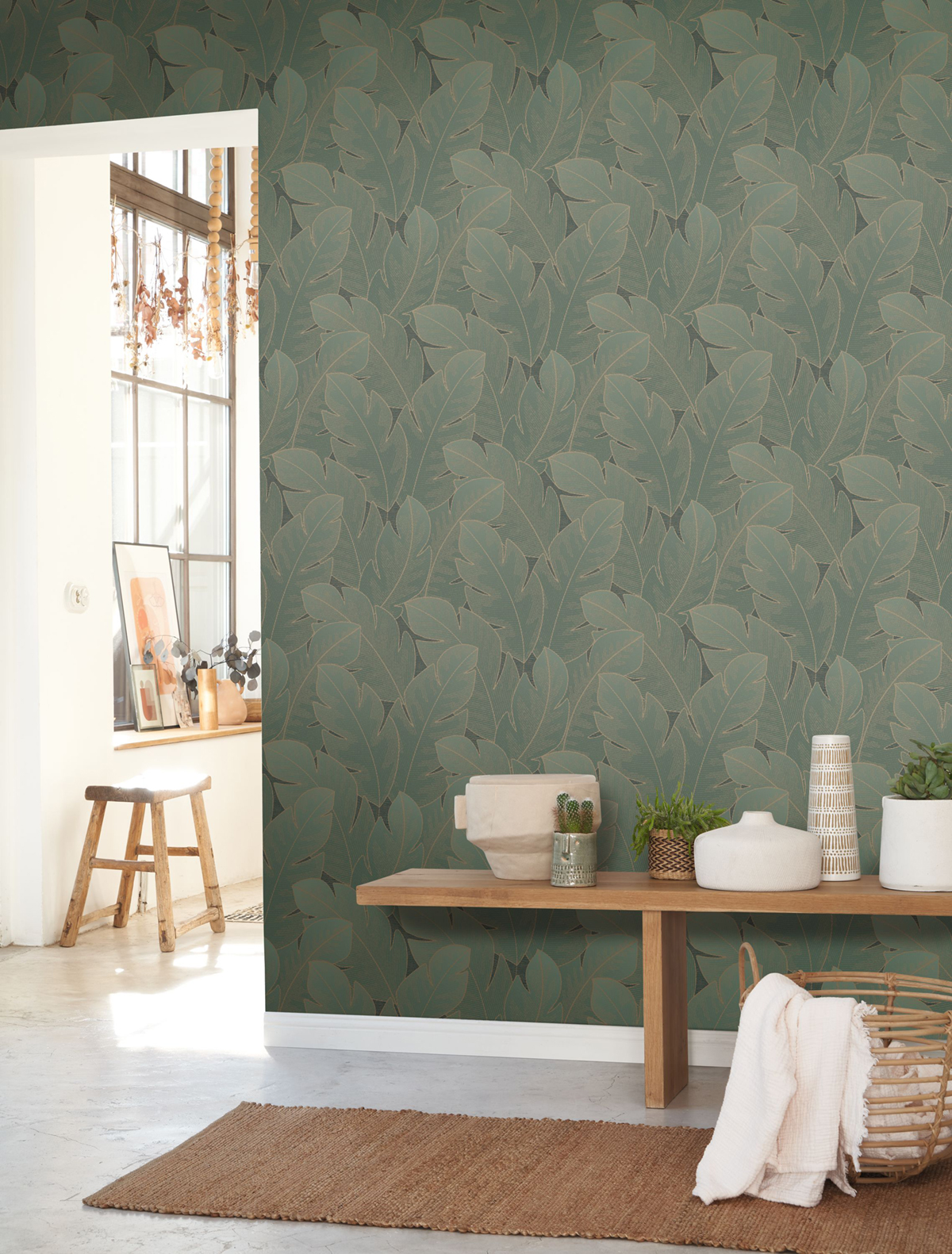 Papier peint Feuillage Tropical Yuto vert émeraude - Vegetals de Casadéco | Réf. VEGE201297808