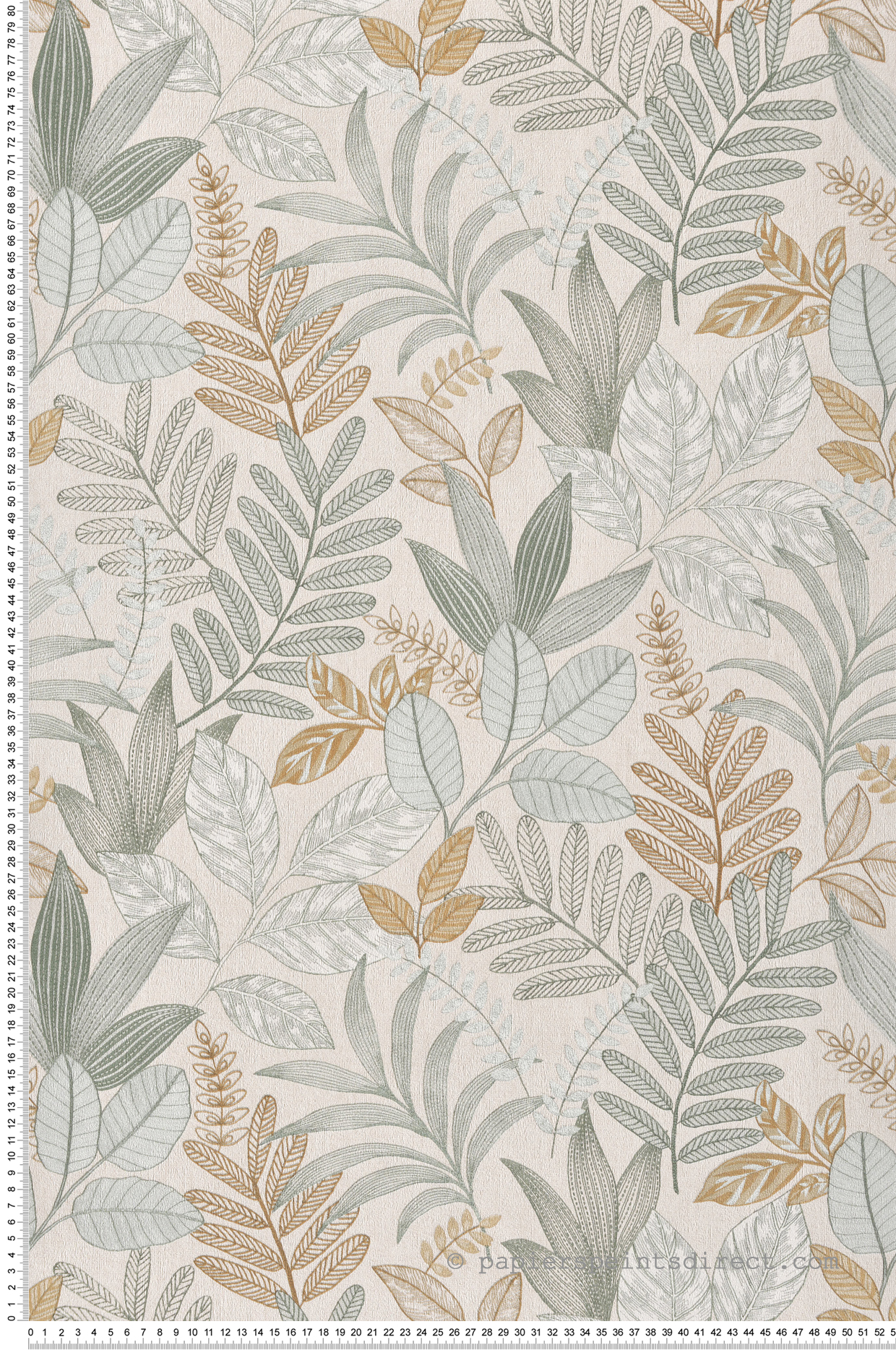 Papier peint Feuillage Brodé vert noisette beige - Allure de Lutèce | Réf. LTC-AL26294