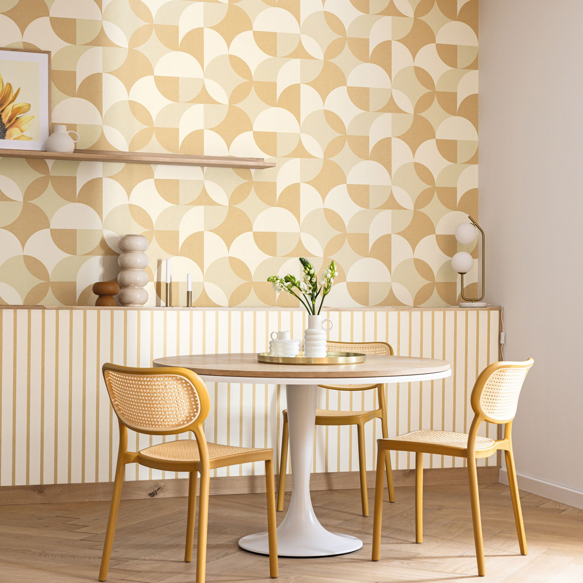 Papier peint Géométrie Arrondi Charly beige - Twist de Casélio | Réf. TST106441000