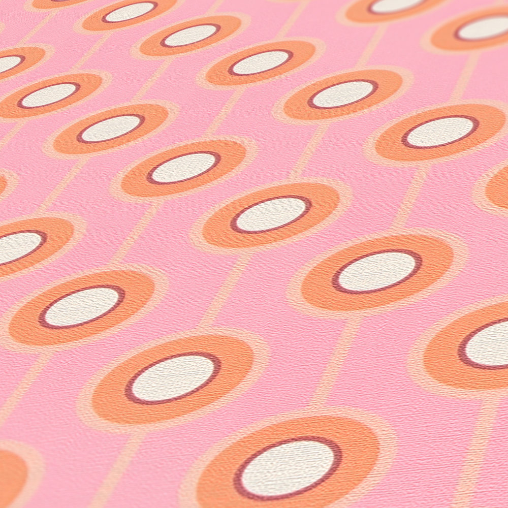 Papier peint Rond Art Déco rose orange - Retro Chic d'A.S. Création AMB4 | Réf. AS-395373
