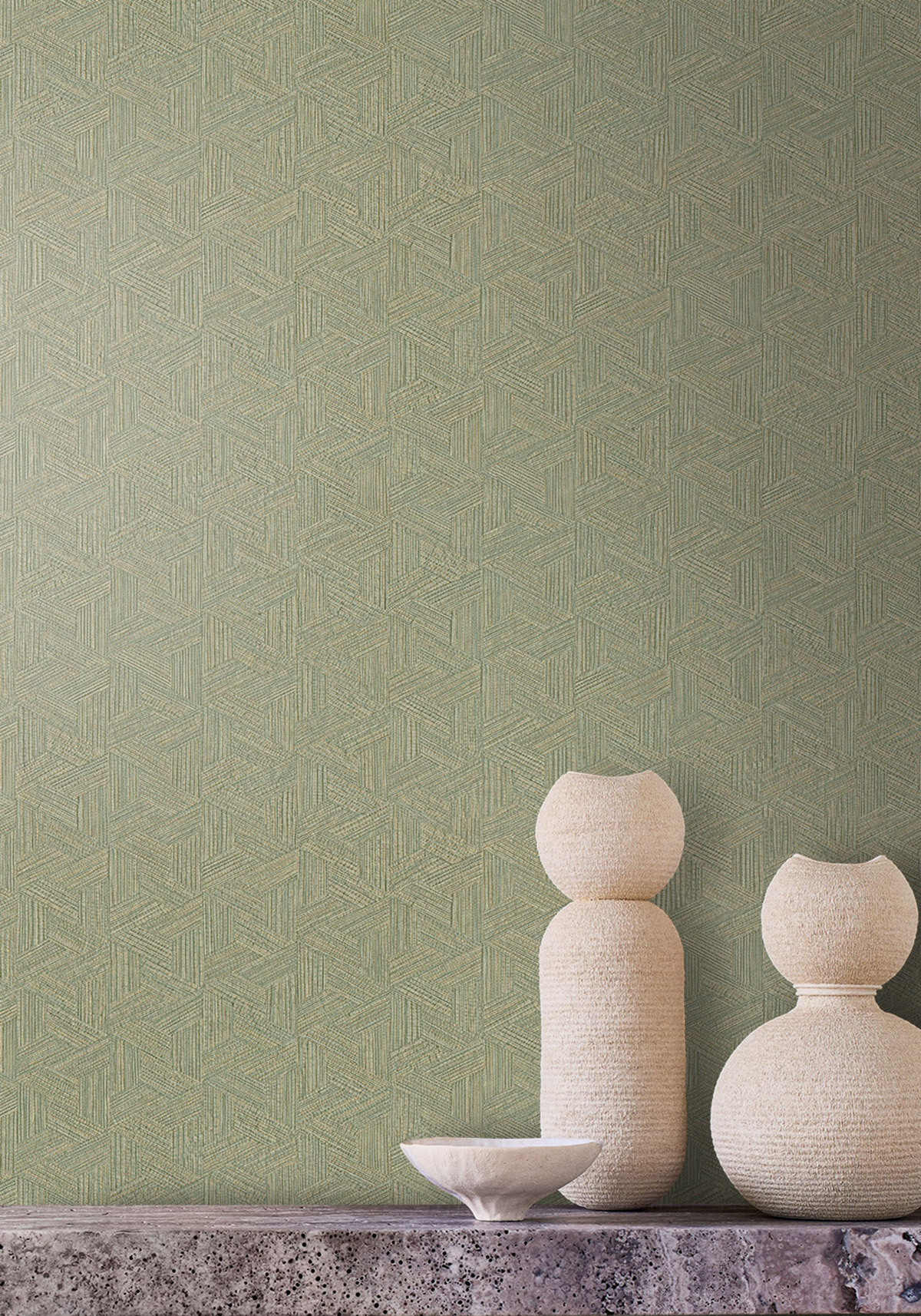 Papier peint Marqueterie Lindu kaki - Nature Précieuse de Casamance | Réf. CAS-76480712