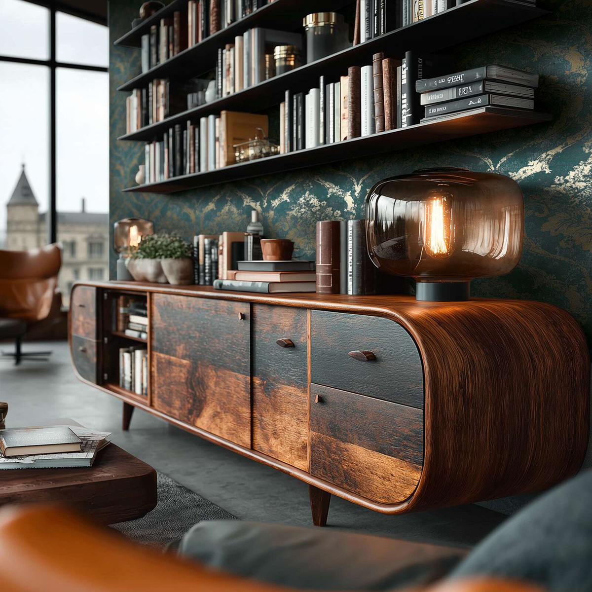 Papier peint Damassé Classique vert de gris - Vibes & Styles d'A.S. Création AMB3| Réf. AS-790192