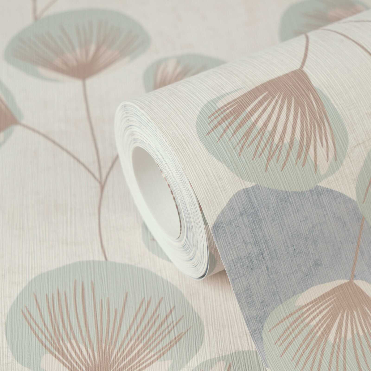 Papier peint Végétal Rétro Aster taupe bleu - Nordic Feeling d'A.S. Création ZOOM | Réf. AS-791511