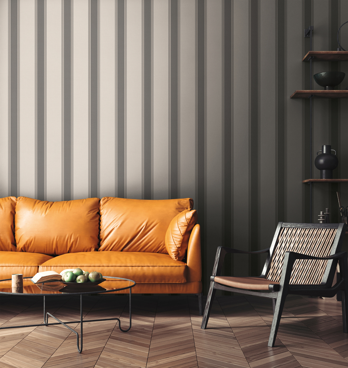 Papier peint Rayures Rétro gris écru - Metropolis Michalsky 6 de Livingwalls AMB2 | Réf. AS-399832