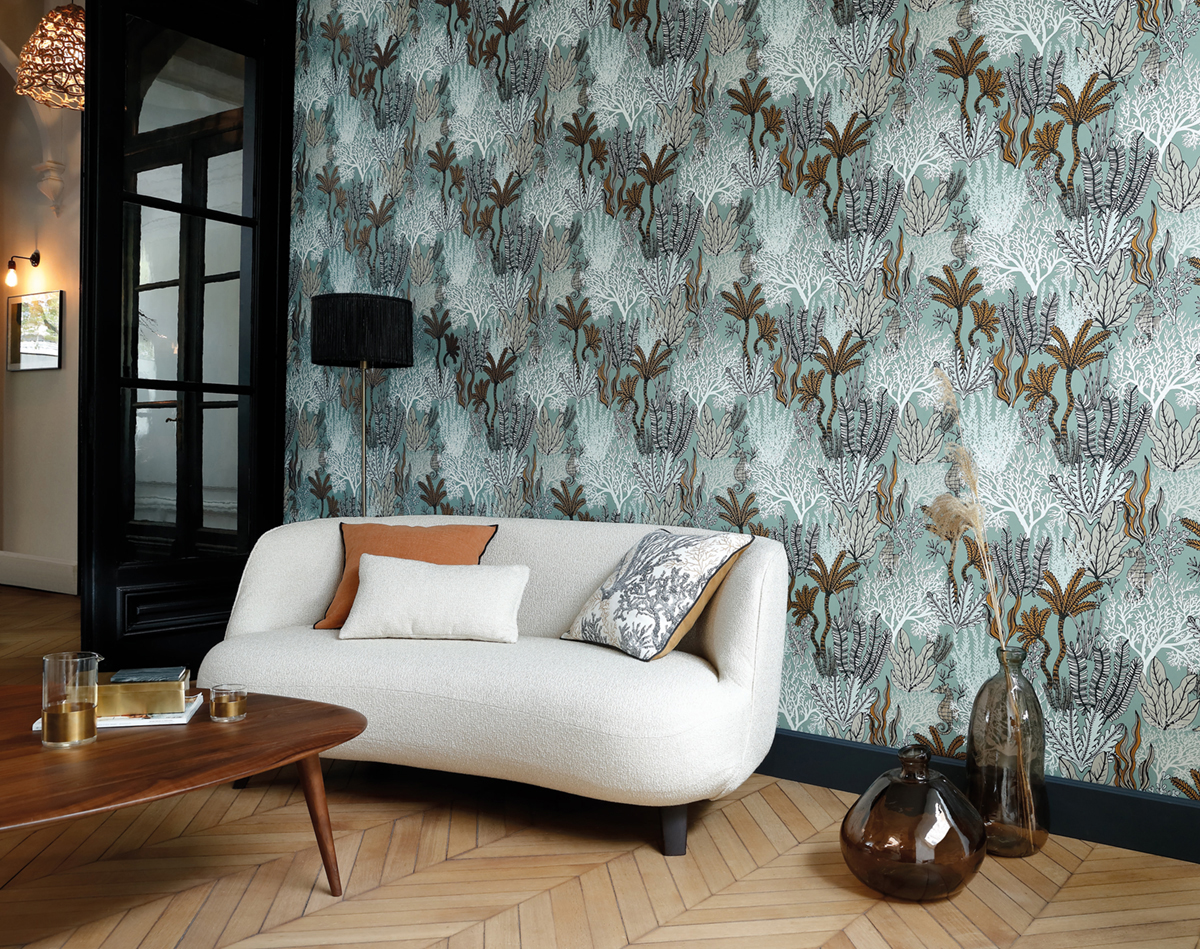 Papier peint Fond marin Posidonie vert d'eau - Orphée de Casamance | Réf. CAS-74700100