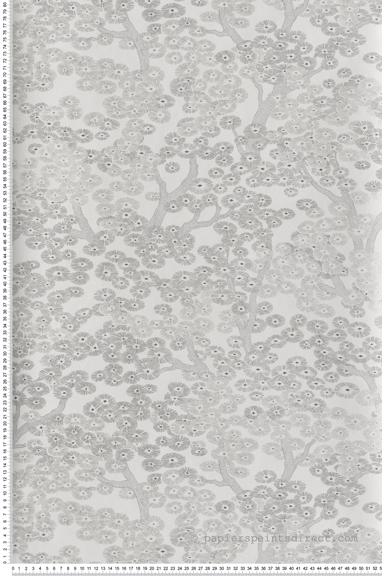 Papier peint Arbre Japonais Yuka gris argenté - Kimono de Masureel | Réf. MAS-KIM803
