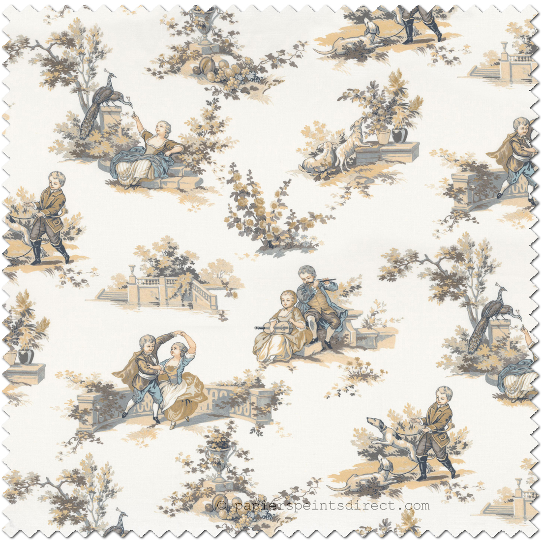 Tissu Scènes Pastorales Gavotte beige - Les Belles Toiles de Jouy 2 de Casadéco | Ref. BTJD201761720
