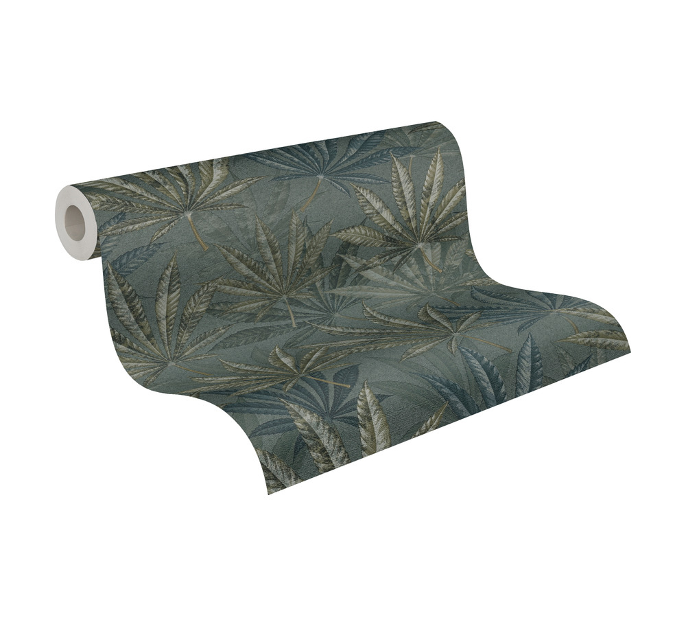 Papier peint Feuilles Sauvages olive anthracite - Metropolis Michalsky 6 de Livingwalls ROLL | Réf. AS-399844