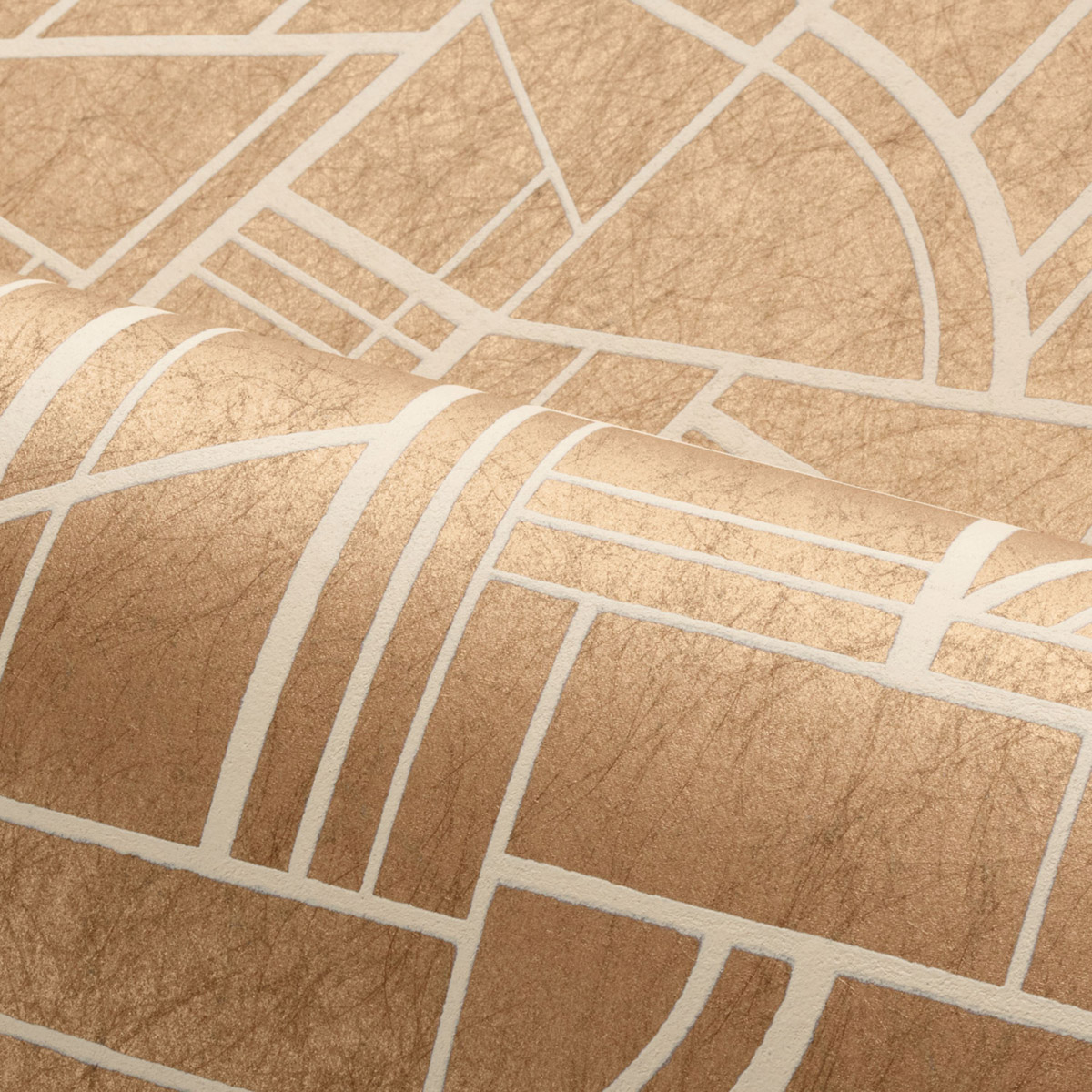 Papier peint Forme Cinétique bronze beige doré - Faubourg des Lumières de Casamance AMB2| Réf. CAS-76292752