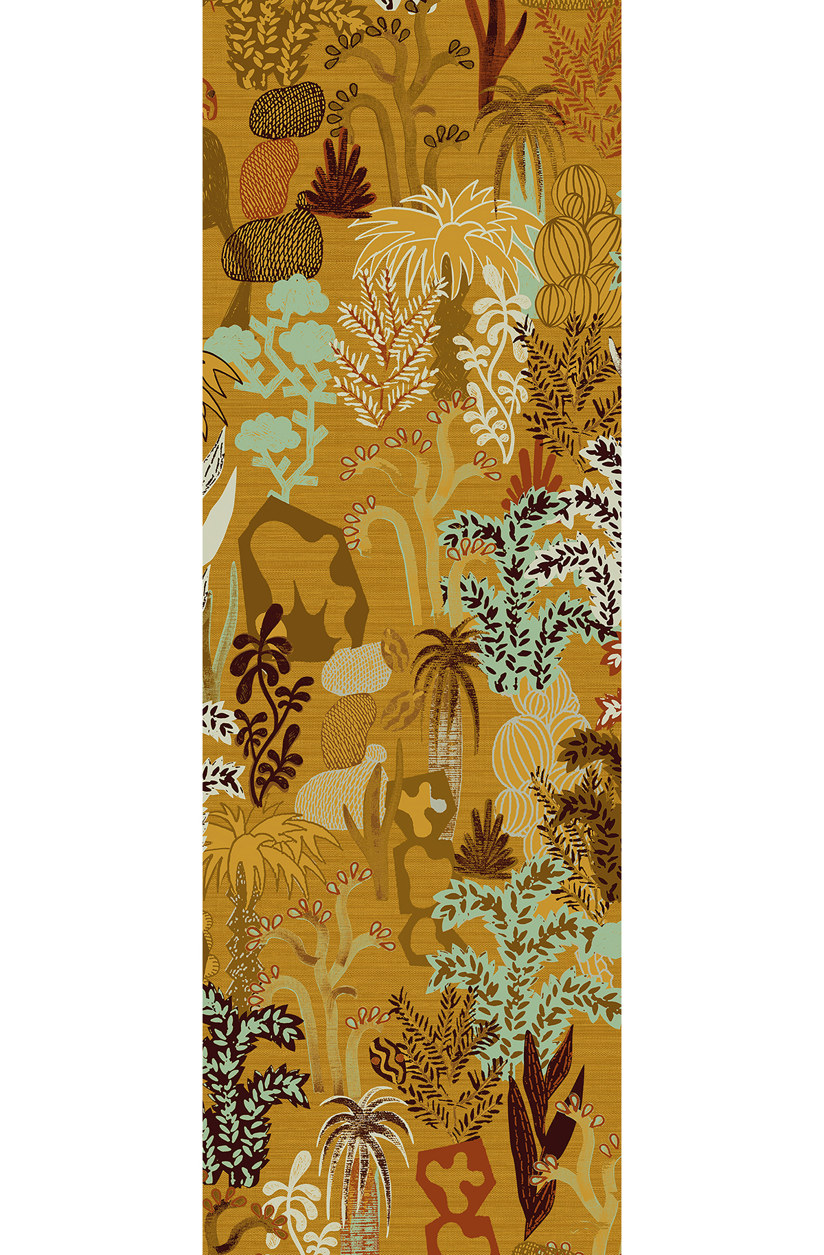 Papier peint panoramique Jungle Ethnique Baya moutarde - B H260 - Joy de Masureel | Réf. MAS-DGJOY3012-260