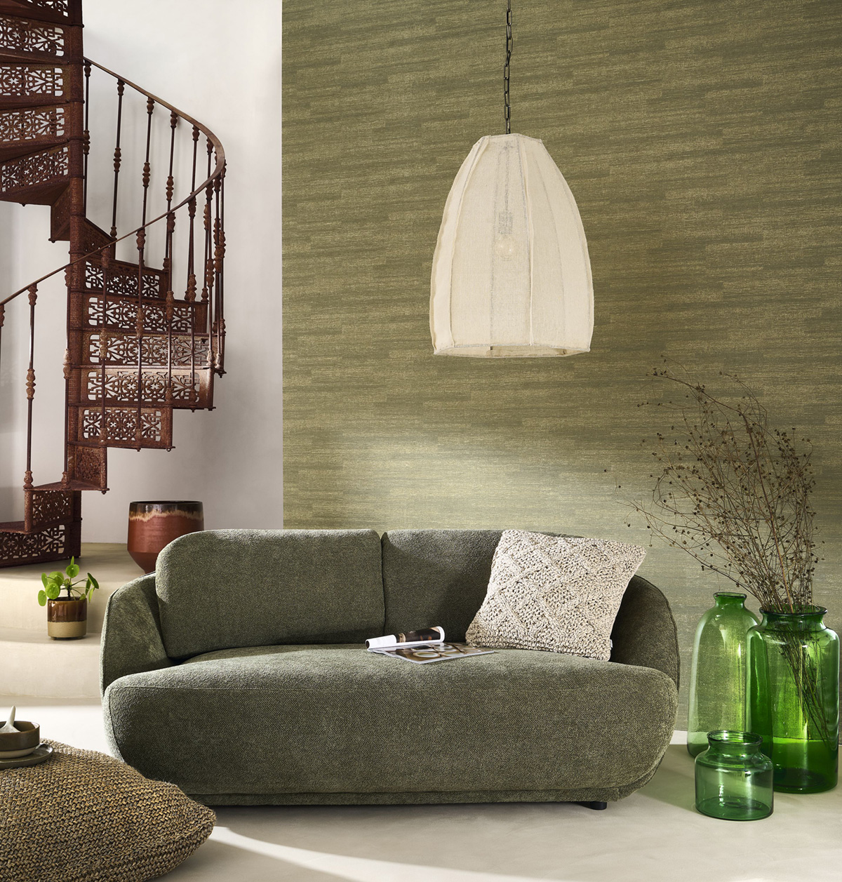 Papier peint Faux Uni Métallisé Pietra vert - Matera de Casadéco | Réf. MATA201147447