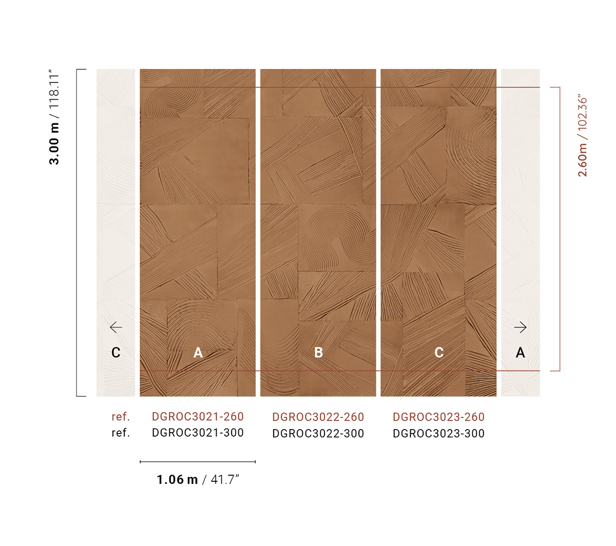 Papier peint panoramique Plâtre Paros camel - A H260 - Rock de Masureel | Réf. MAS-DGROC3021-260