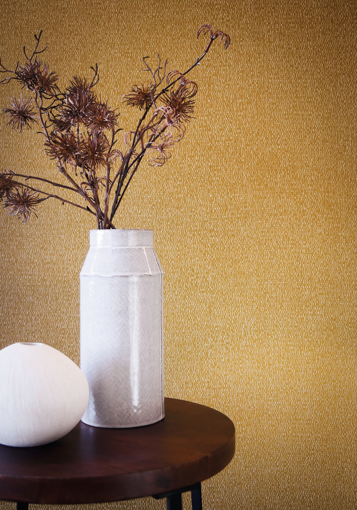 Papier peint Faux Uni Roseau moutarde - Eté Indien de Casamance | Réf. CAS-75133882