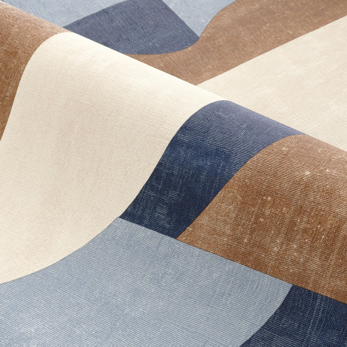 Papier peint Graphique Gino bleu marron - Mouvements de Casamance | Réf. CAS-76002038