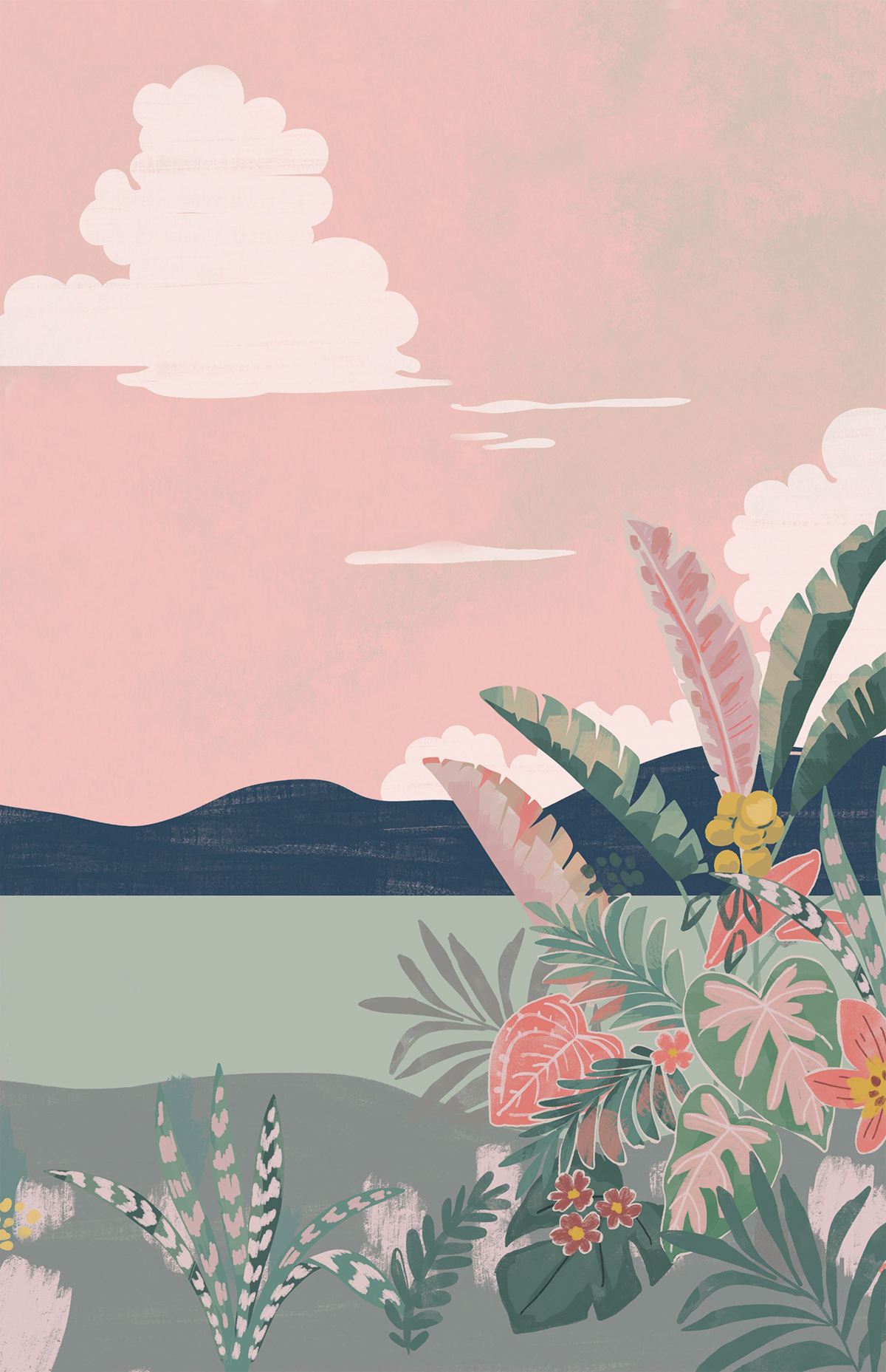 Papier peint Panoramique Paysage California Sunrise rose 200x310 - Young And Free de Casélio | Réf. YNF103424804