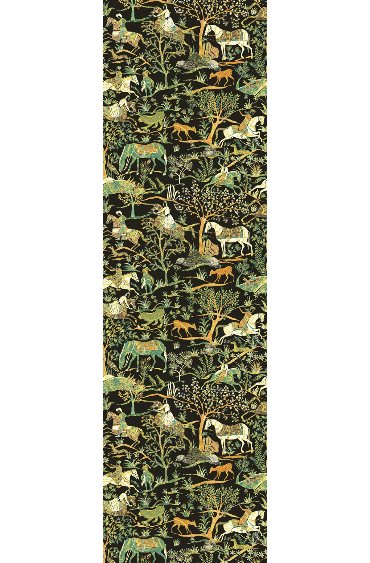 Papier peint panoramique Chevaux Cachemire Marwari vert - A H300 - Summer de Masureel | Réf. MAS-DGSUM1031