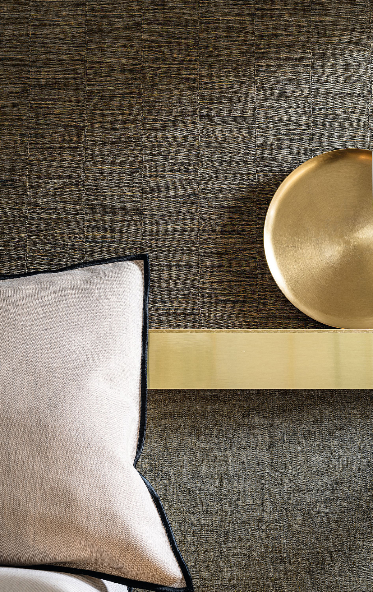 Papier peint Effet Tissu Platinum gris et doré - Alliages de Casamance | Réf. CAS-75072346