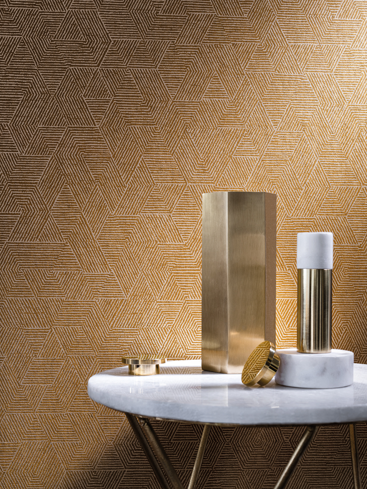 Papier peint Géométrique Josef tabac - Printemps Viennois de Casamance | AMB Réf. CAS-74812156