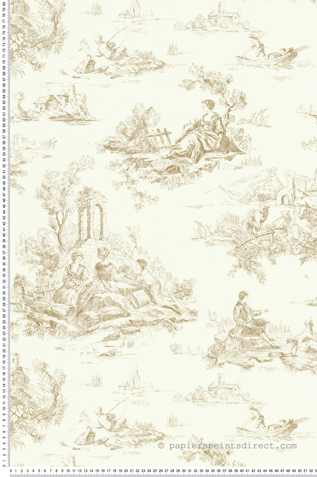 Papier peint Toile De Jouy beige - Les Essentiels de Lutèce | Réf. LTC-51247907