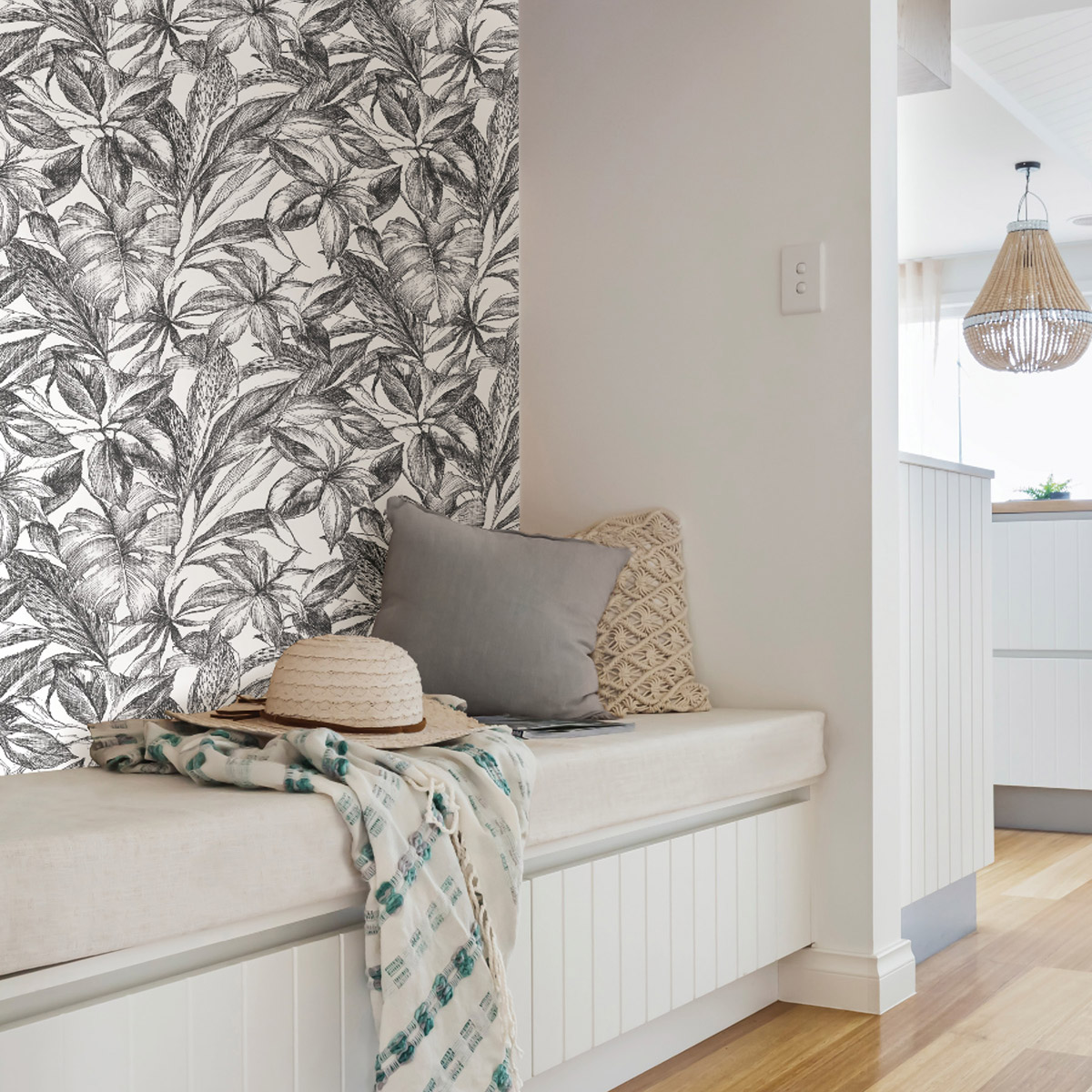Papier peint adhésif Monstera Canopée noir blanc - Les Adhésifs de Lutèce AMB2| Réf. LTC-NUS3498