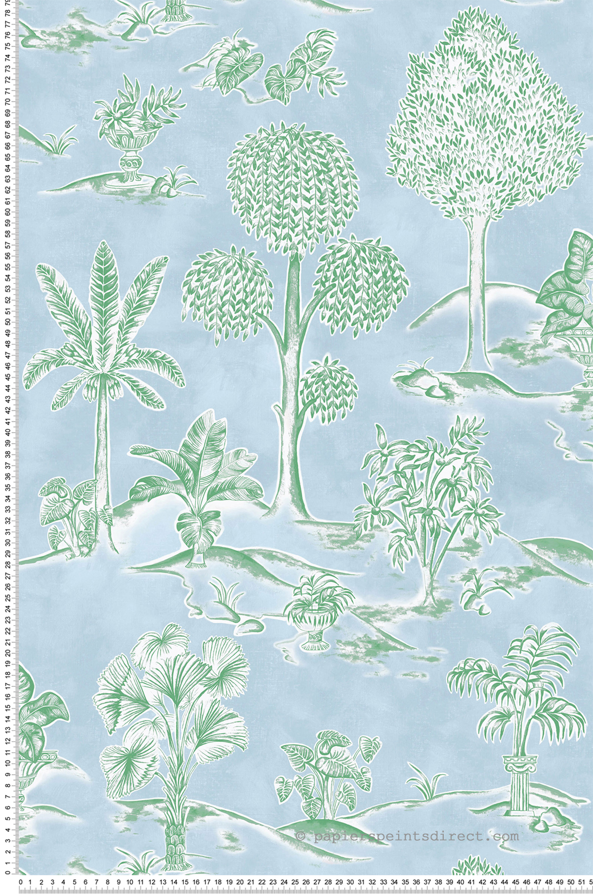 Papier peint Gravure Nature Karuna bleu ciel - Ananda d'Osborne & Little | Réf. OSB-W8033-02