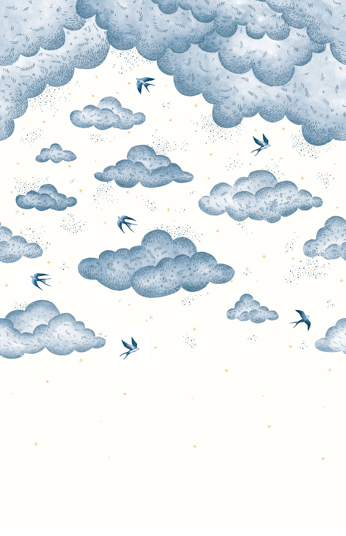 Papier peint panoramique Nuit Hirondelle Universe bleu L 200X310 - Pimp My Wall de Casélio | Réf. PMW105186004