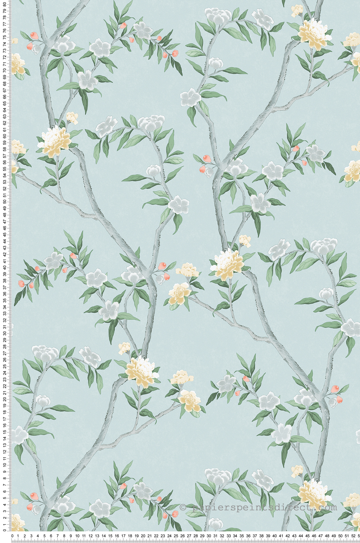 Papier peint Fleurs Rosier Sauvage bleu - Romance de Lutèce | Réf. LTC-19001