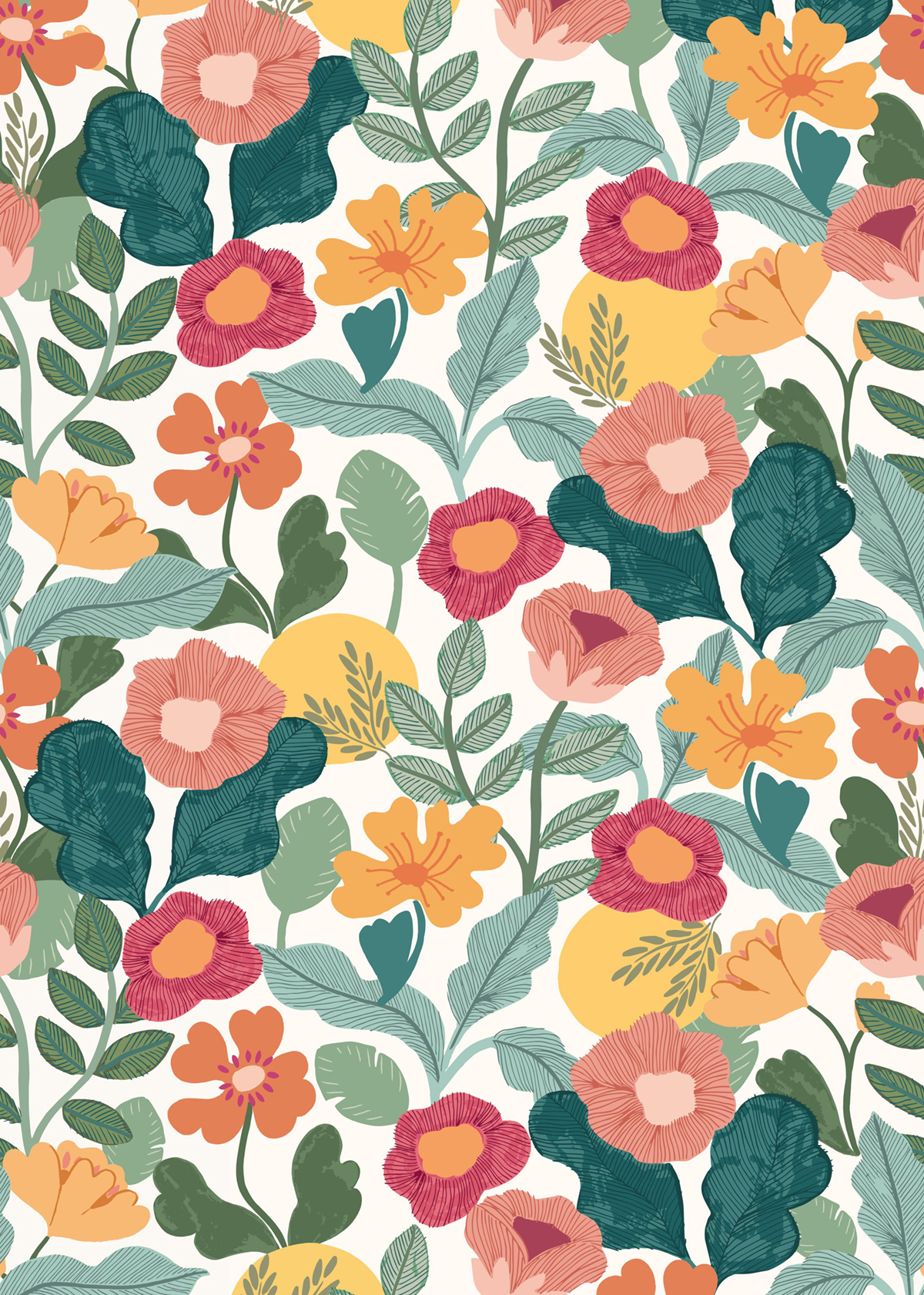 Papier peint panoramique Fleuri Enfantin Suzy multicouleurs M 200X280 - Pimp My Wall de Casélio | Réf. PMW104667603