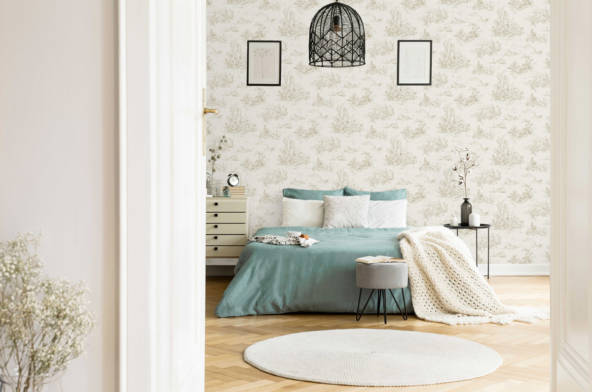 Papier peint Toile De Jouy beige - Les Essentiels de Lutèce | Réf. LTC-51247907