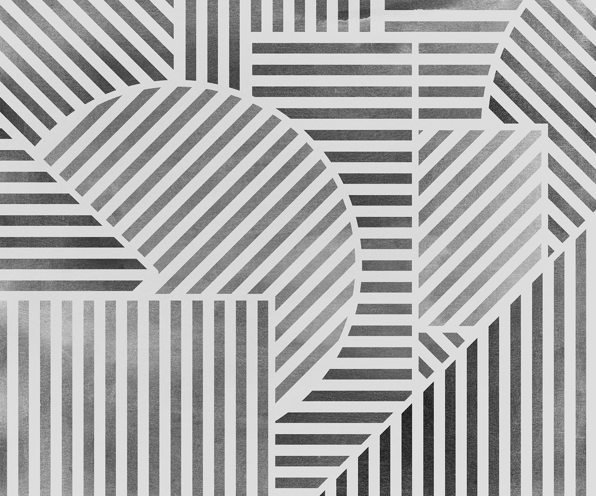 Papier peint panoramique Jeux de Lignes gris - Papier peint Komar Flair