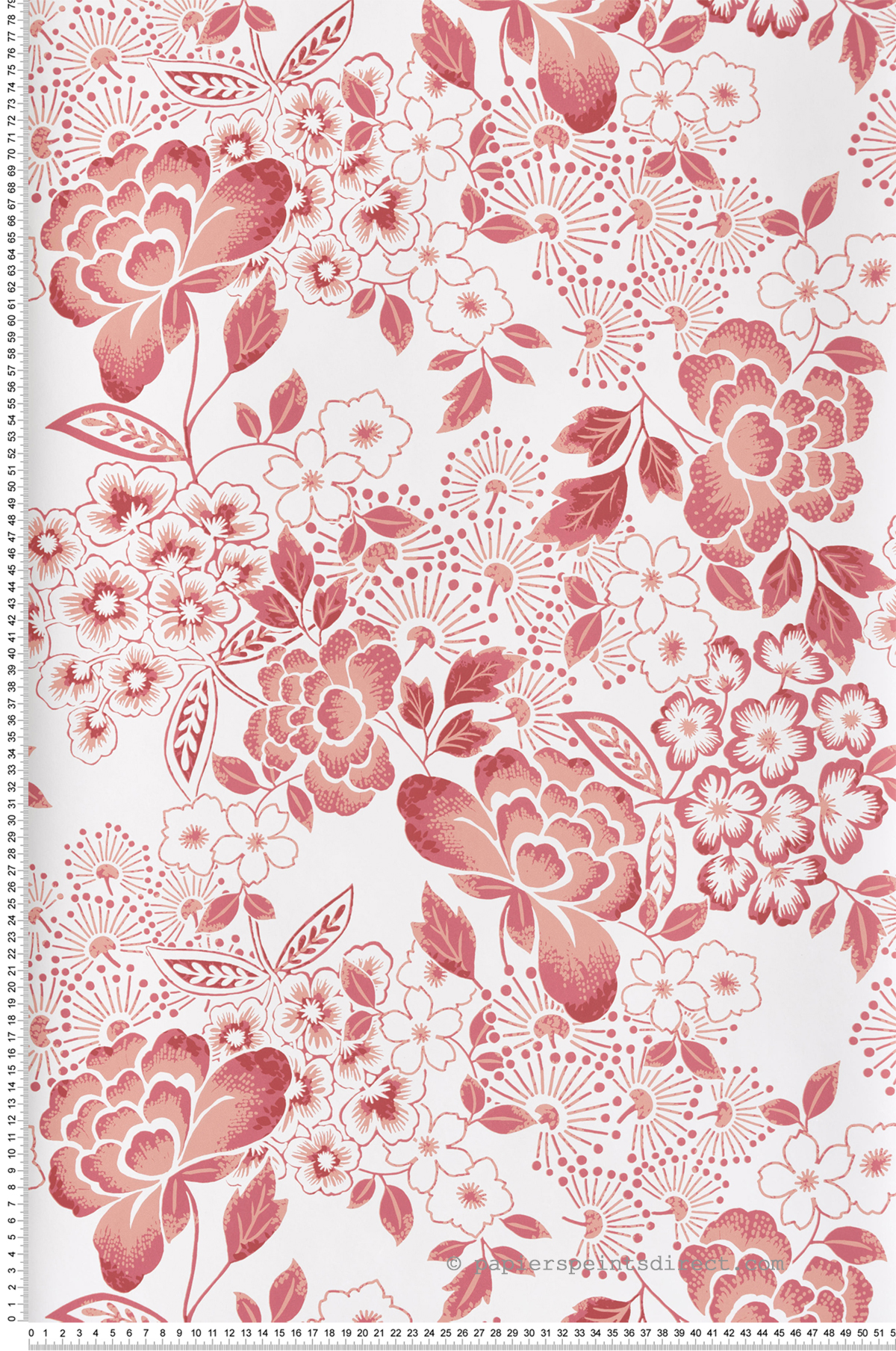Papier peint Fleurs Blossom rose corail - Happy de Lutèce | Réf. LTC-FD26301