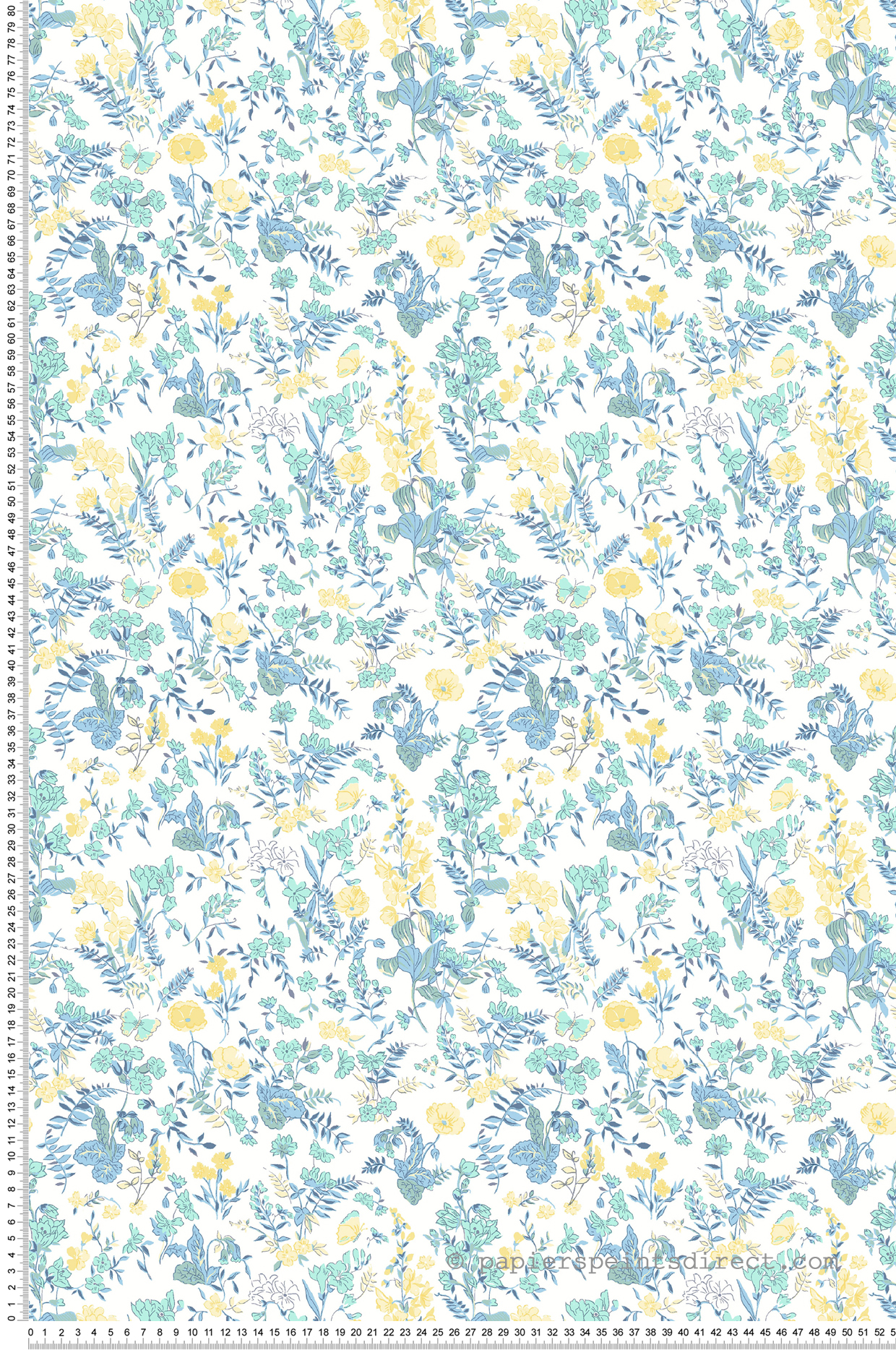 Papier peint Fleurs Balade Parisienne bleu jaune - Tartine & Chocolat de Lutèce | Réf. LTC-36230201