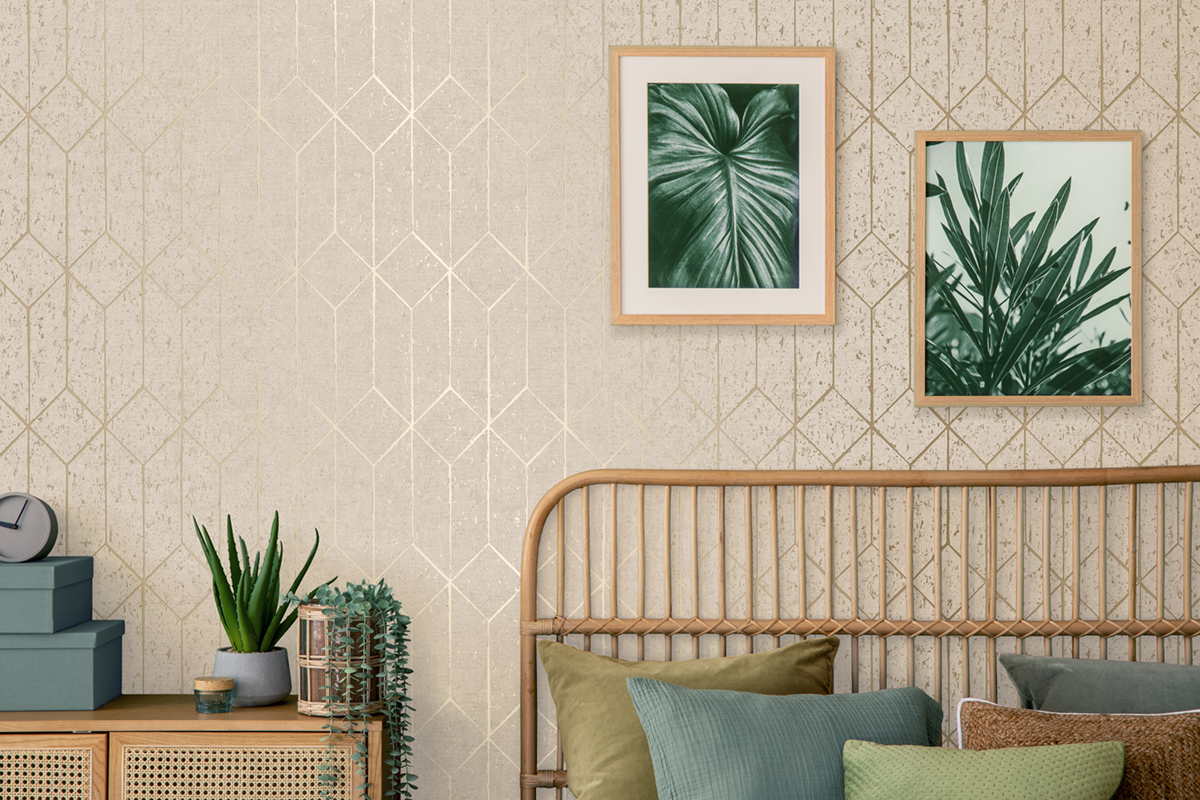 Papier peint Liège Géométrique Hayden beige doré - Harry de Lutèce | Réf. LTC-DL26702