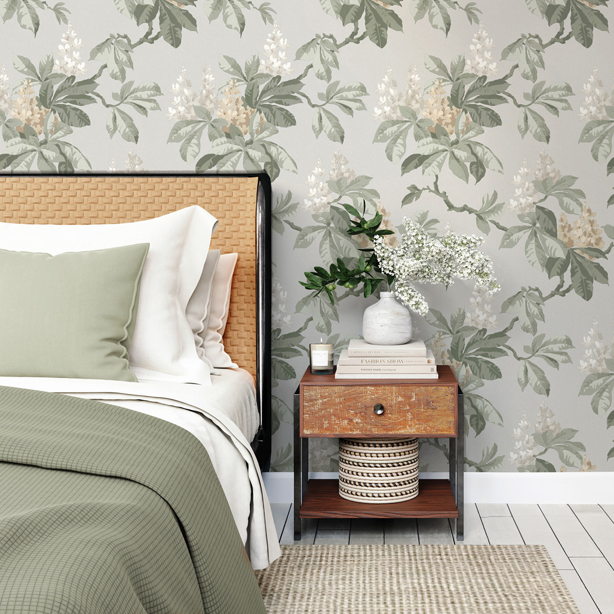 Papier peint Floral Chestnut Vintage gris perle - Beaux Arts de Lutèce | Réf. LTC-M1821