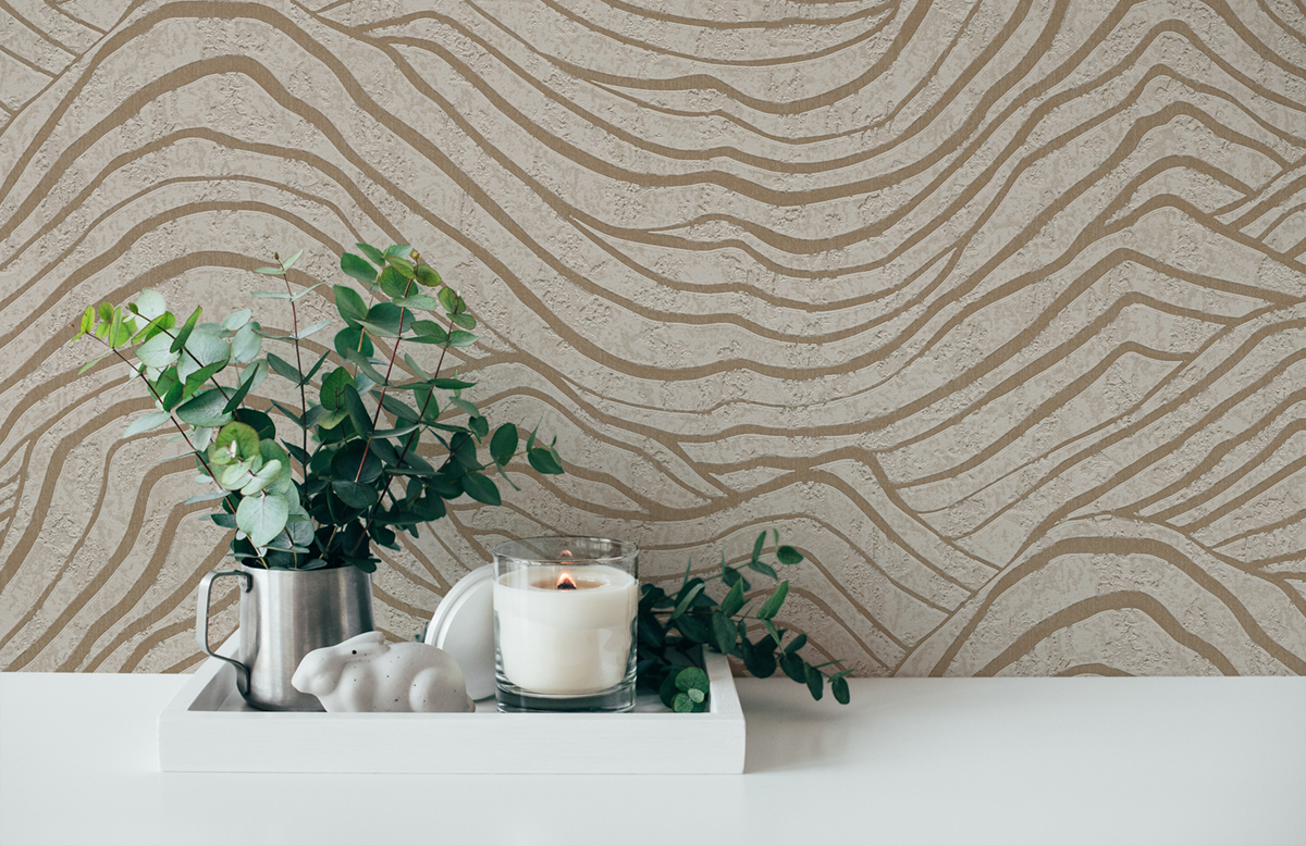 Papier peint Vague Okusai gris clair or cuivré - Jade 2 d'A.S. Création AMB3 | Réf. AS-395071