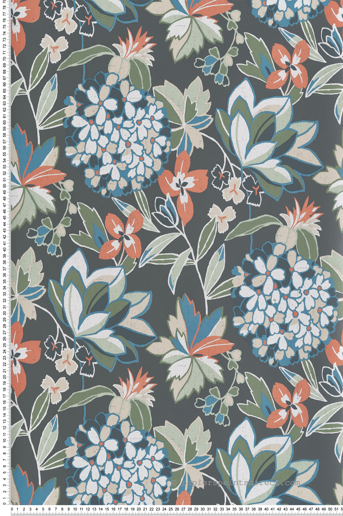 Papier peint Floral Valdivian corail vert - Harmony de Lutèce | Réf. LTC-FD27226