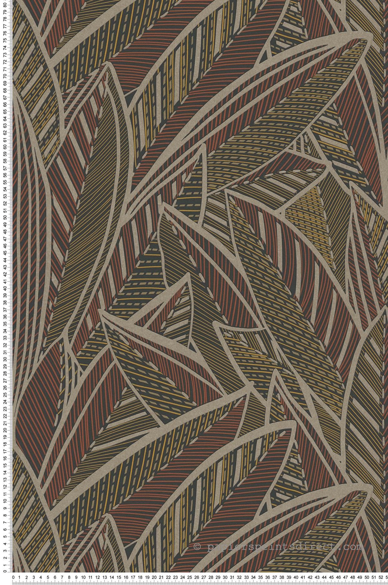 Papier peint Feuille Art Déco noir ocre métallisé - French Affair d'A.S. Création | Réf. AS-399331