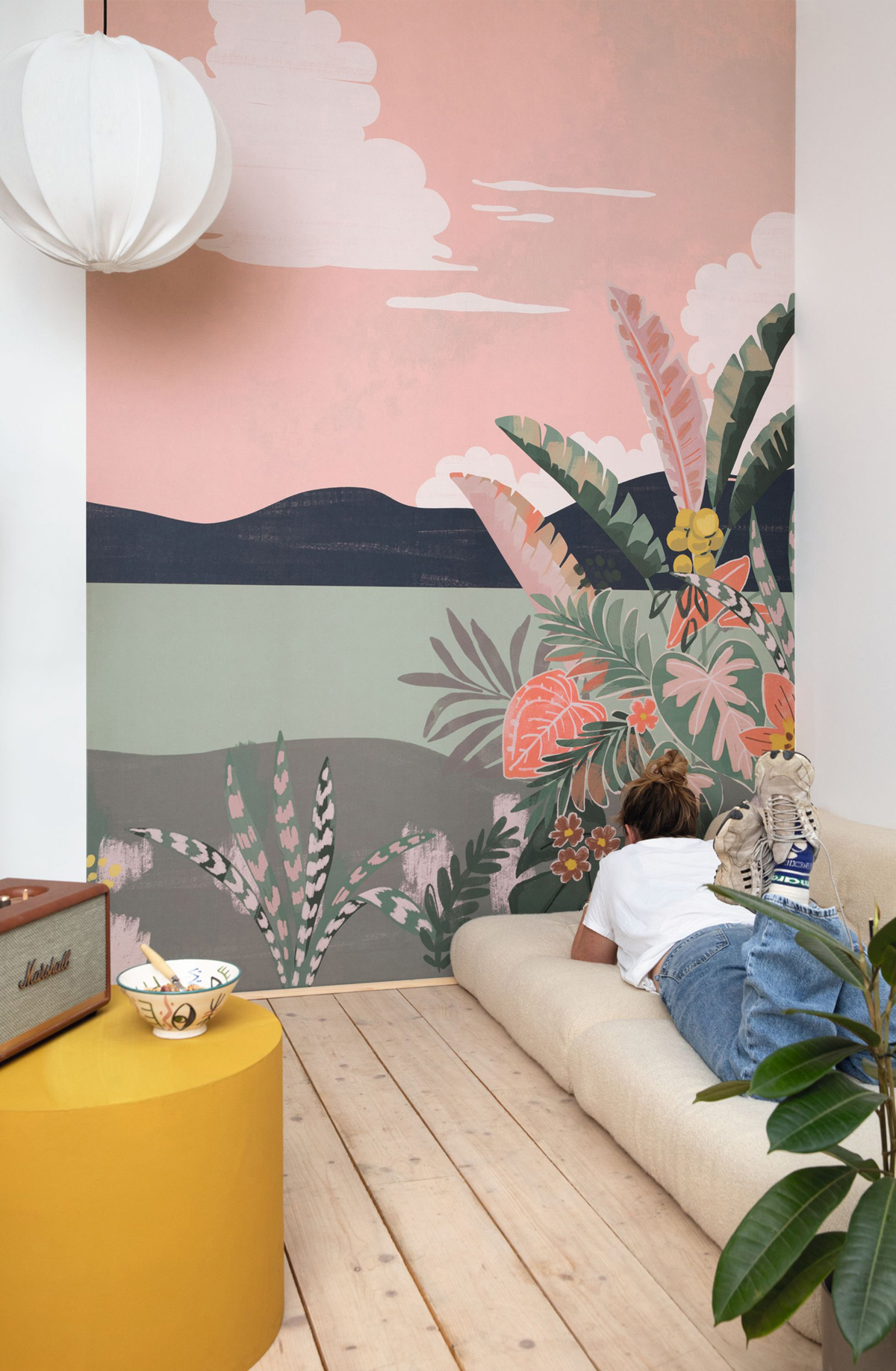 Papier peint Panoramique Paysage California Sunrise rose 200x280 - Young And Free de Casélio AMB3 | Réf. YNF103424803