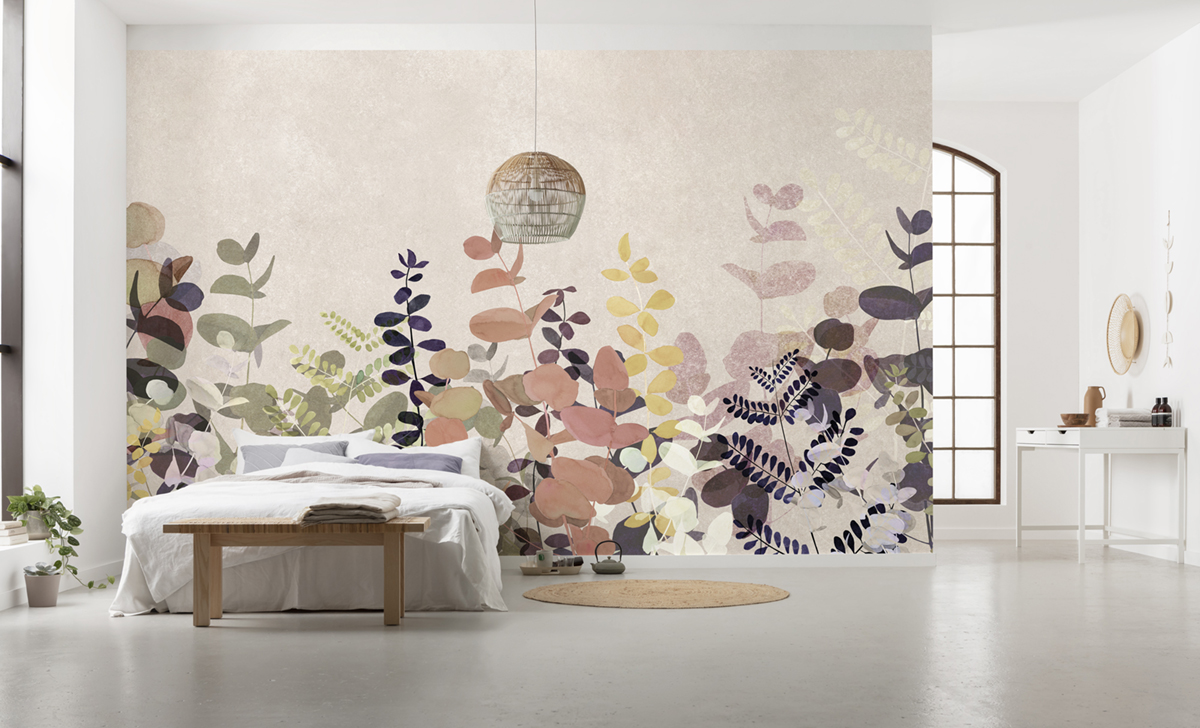 Papier peint panoramique Feuille Foggy Shrub - Papier peint Komar Pure 2