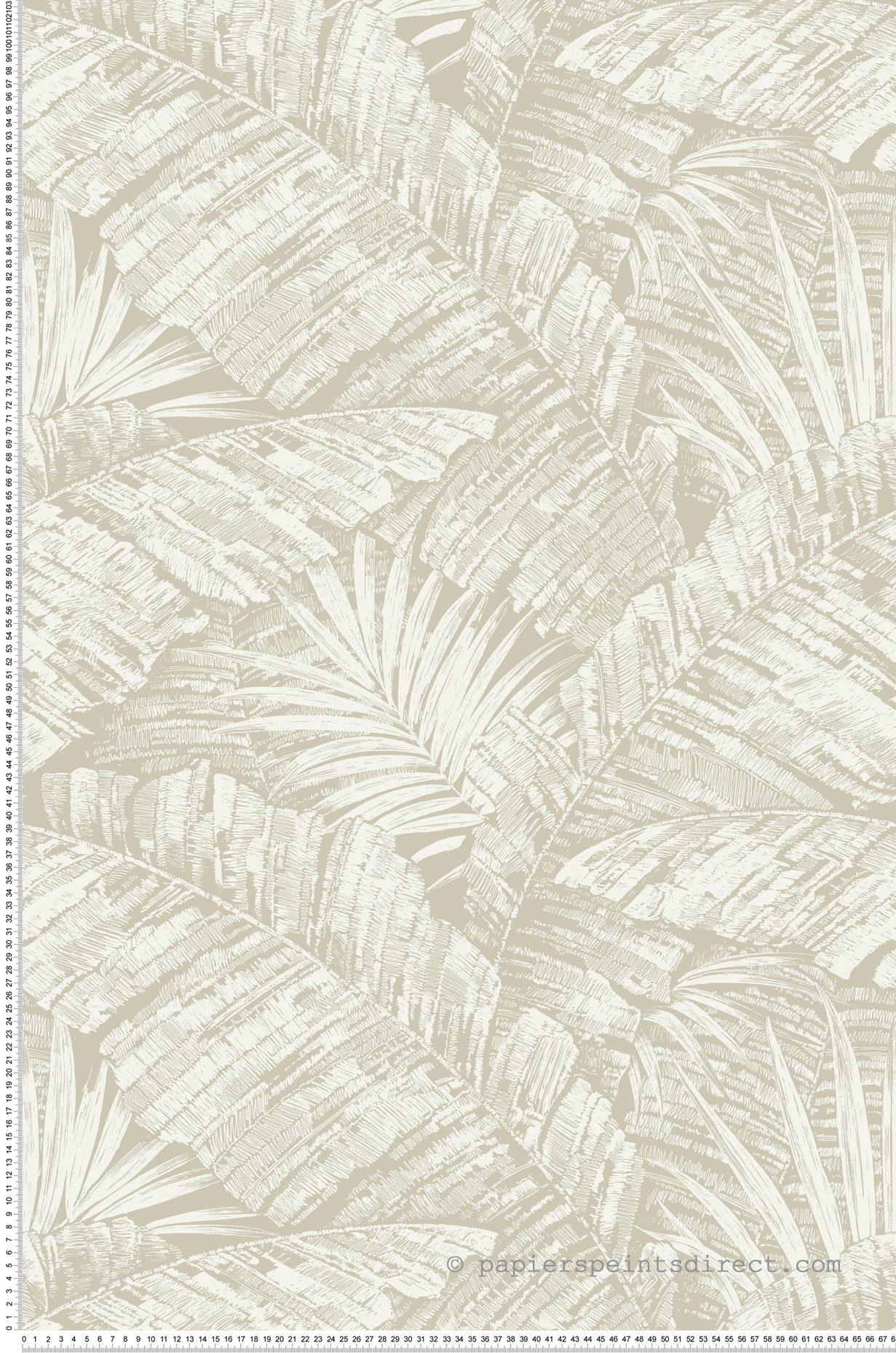 Papier peint Grande Palme Cove beige pierre - Toiles de York (Initiales) | Réf. INI-RT7926