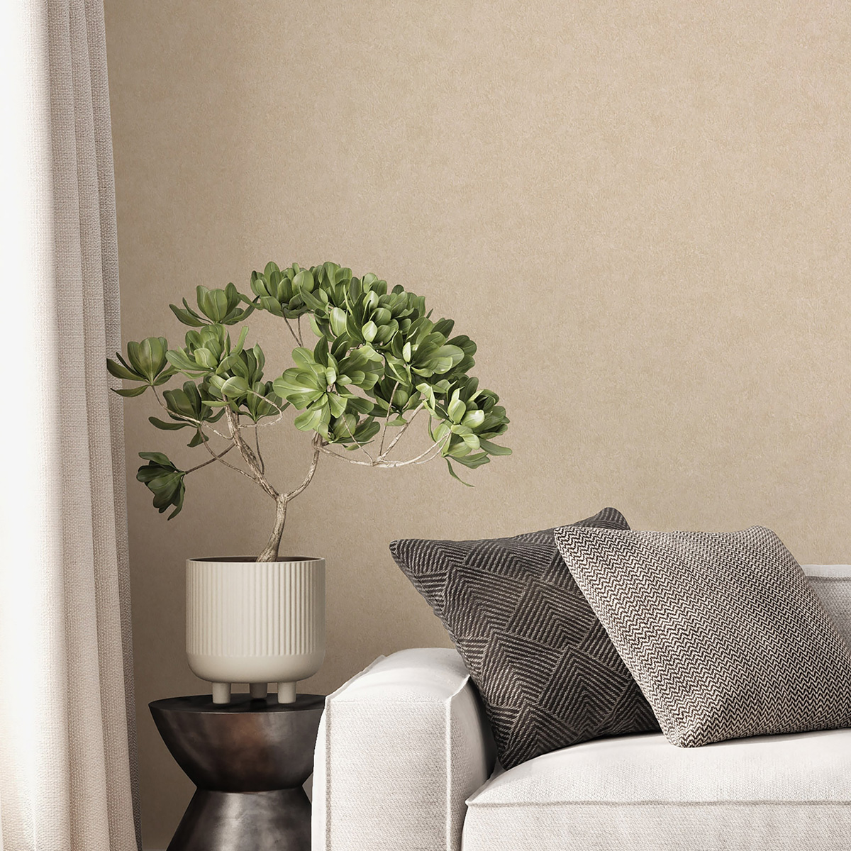 Papier peint Uni Texturé Heritage beige lin - Beaux Arts de Lutèce | Réf. LTC-M1838