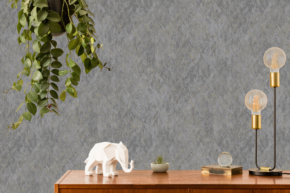 Papier Peint Faux Uni Python anthracite - Nomade d'Ugépa | Réf. UGP-M33419