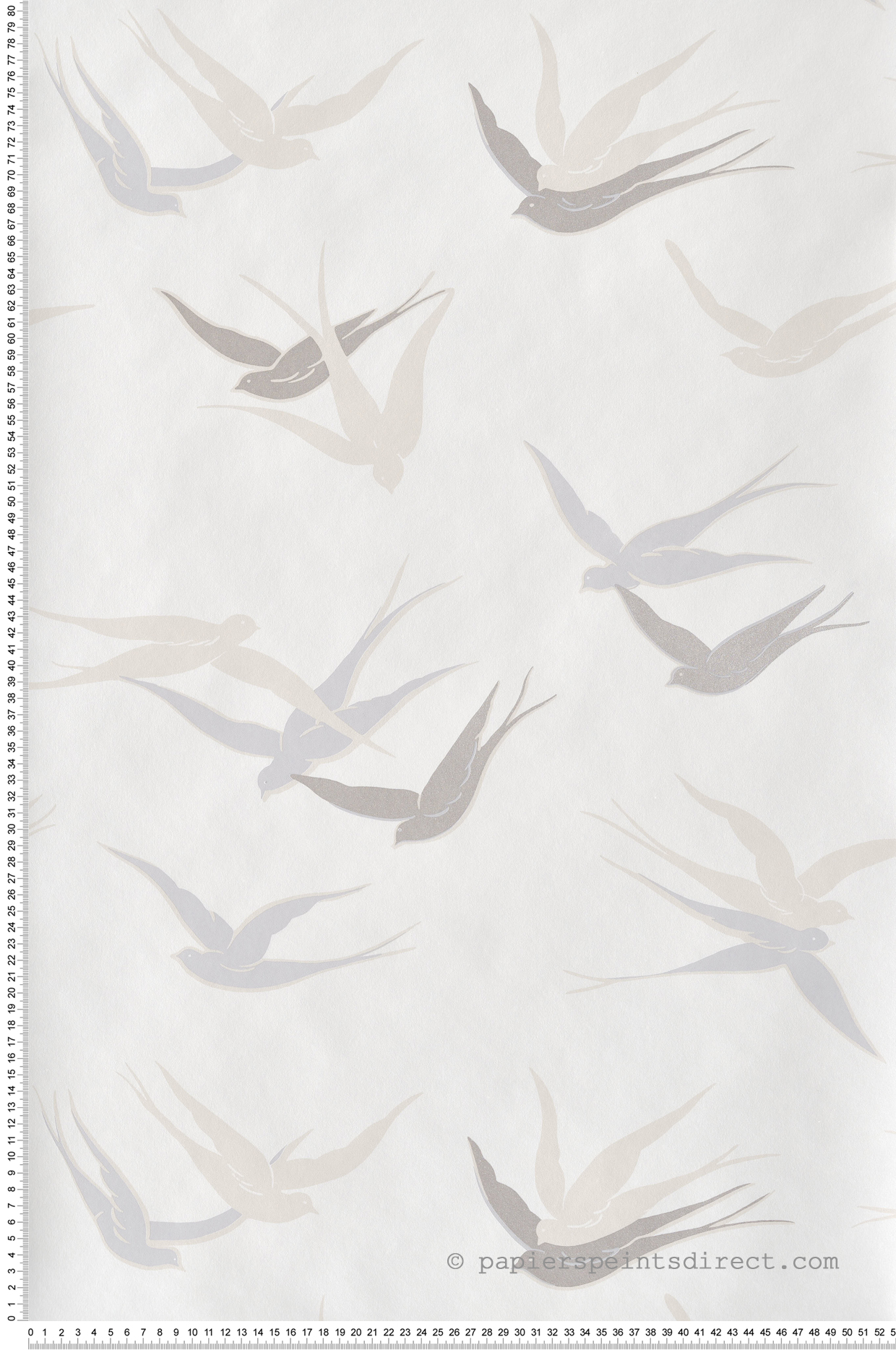 Papier peint Oiseau Hirondelle Swallow blanc beige - Twenties de Casadéco | Réf. TWNT88630212