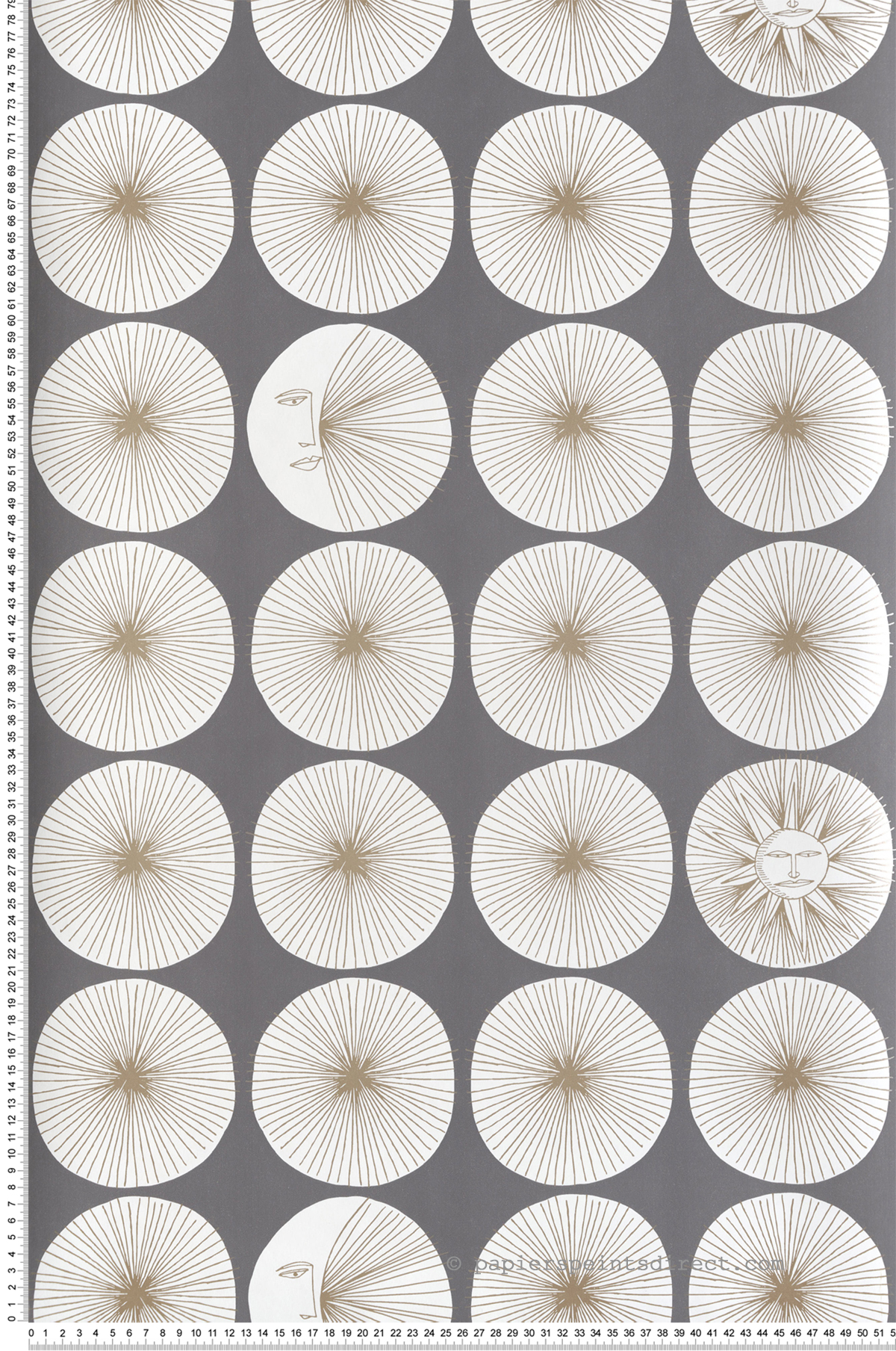 Papier peint adhésif Soleil Lune Astres gris doré - Les Adhésifs de Lutèce | Réf. LTC-PSW1217RL