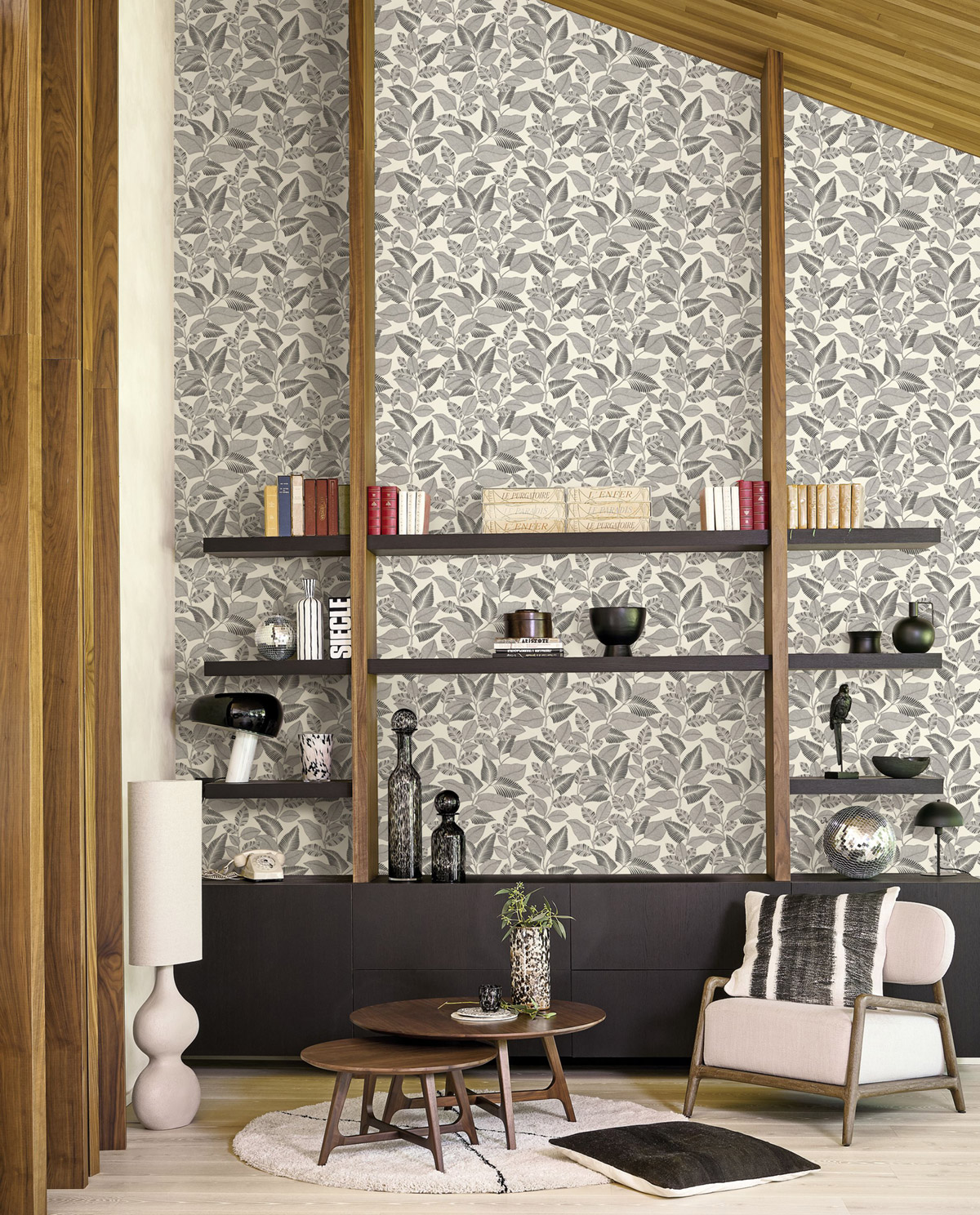 Papier peint Feuillage Paraty fusain - Rio de Casadéco | Réf. RIOC201809271